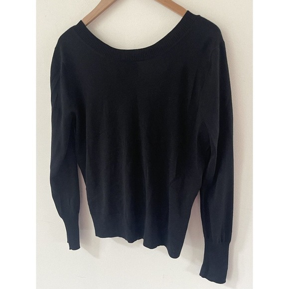 J. Crew Womens Black Medium Long Sleeve Cut Out Back Tie Merino Wool Sweater - Picture 1 of 9